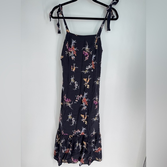 Paige Floral Tie Strap Stretchy Back MIDI Milkmaid Dress - Picture 1 of 4